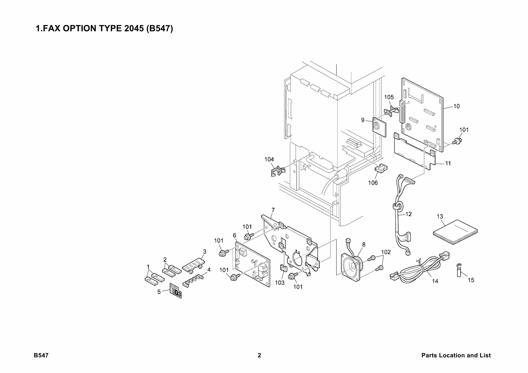 RICOH Options B547 B591 FAX-OPTION-TYPE-2045-G3-INTERFACE-UNIT-TYPE-2045 Parts Catalog PDF download-2